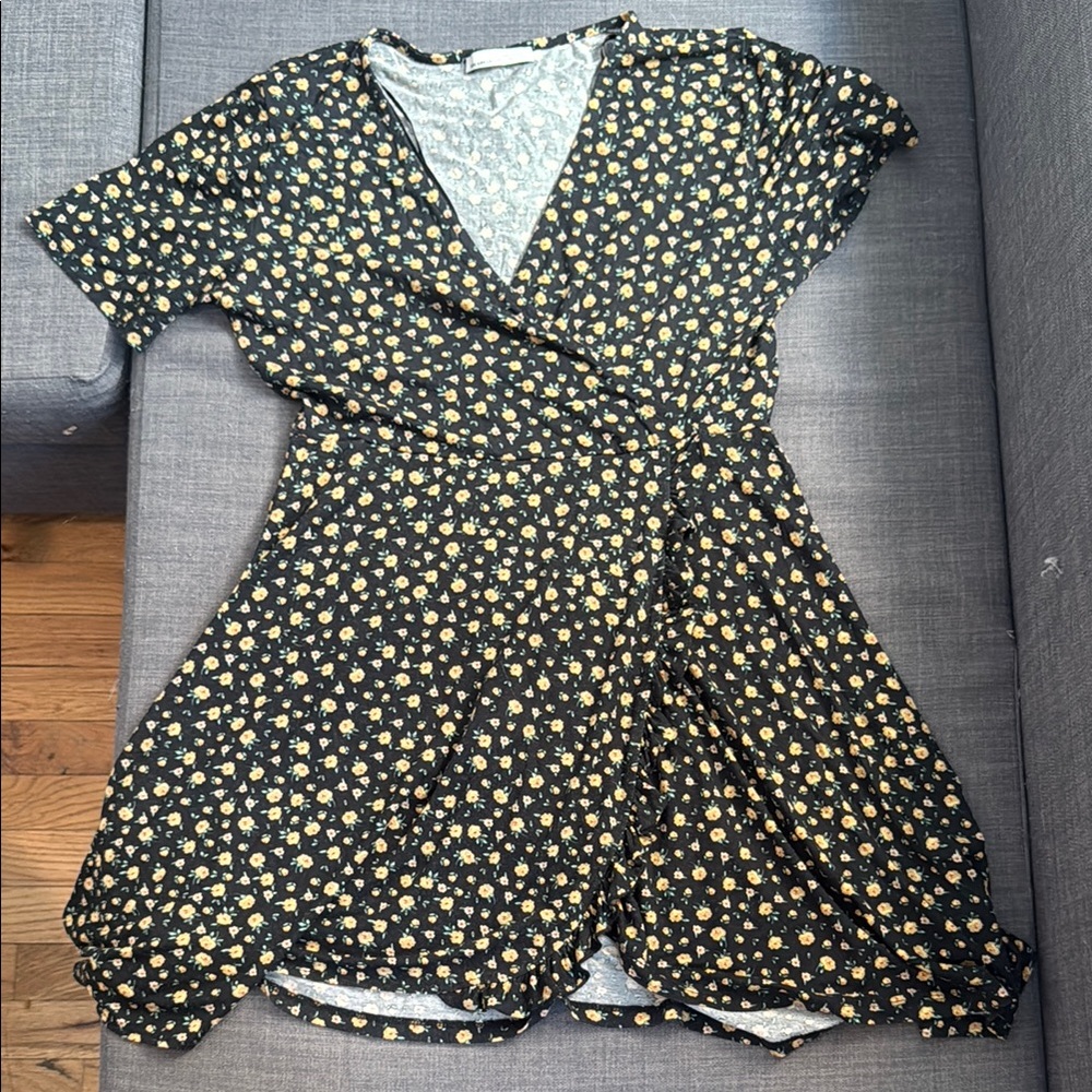 Black and Yellow Floral Mini Dress